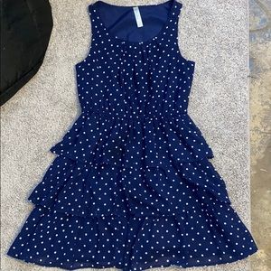 Dark blue dress with white dots